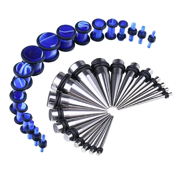Marbled Checker Double Flared Ear Plug Blue Sold as a Pair Marbled Checker Double Flared Ear Plug Blue Sold as a Pair